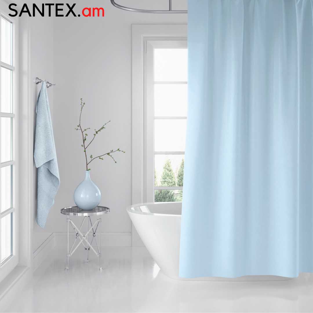 Шторка для ванной комнаты:  0010 Light Blue /180*200см
