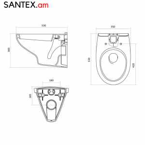 Զուգարանակոնք Santek` Бореаль 35х53х36սմ / դյուրոպլաստ