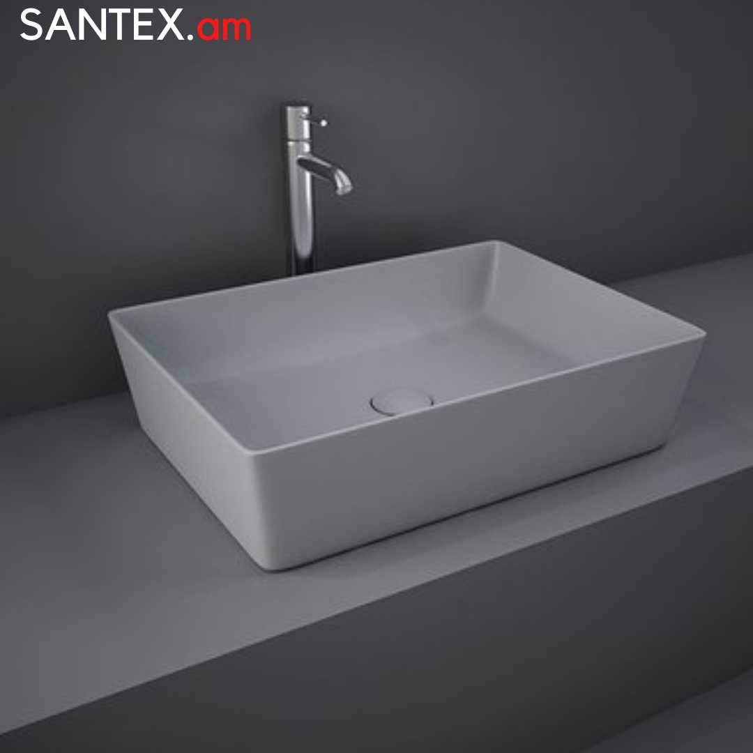 Умывальник RAK Ceramics: Feeling Rectangle MATT Grey 50х36х13см